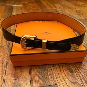 HERMÈS Vintage Western Style Buckle Belt